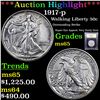 Image 1 : ***Auction Highlight*** 1917-p Walking Liberty Half Dollar 50c Graded GEM Unc By USCG (fc)