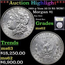 ***Auction Highlight*** 1901-p Vam 20 I3 R5 WOW! Morgan Dollar $1 Graded Select Unc By USCG (fc)