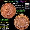 Image 1 : Proof ***Auction Highlight*** 1883 Indian Cent 1c Graded Proof Chouce Unc RB By USCG (fc)
