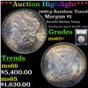 Image 1 : ***Auction Highlight*** 1880-p Rainbow Toned Morgan Dollar $1 Graded GEM+ Unc By USCG (fc)