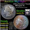 Image 1 : ***Auction Highlight*** 1896-p Rainbow Toned Morgan Dollar $1 Graded Choice Unc PL By USCG (fc)
