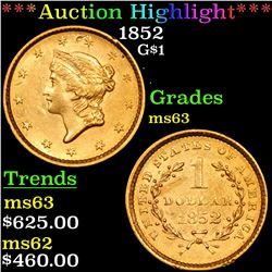 ***Auction Highlight*** 1852 Gold Dollar $1 Grades Select Unc (fc)