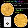 Image 1 : NGC 1866 Round Liberty Bg-804 R4 California Fractional Gold 25c Graded au50 By NGC