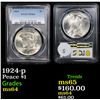 Image 1 : PCGS 1924-p Peace Dollar $1 Graded ms64 By PCGS