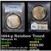Image 1 : PCGS 1884-p Rainbow Toned Morgan Dollar $1 Graded ms63 By PCGS
