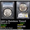 Image 1 : PCGS 1887-p Rainbow Toned Morgan Dollar $1 Graded ms63 By PCGS