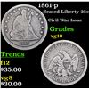 Image 1 : 1861-p Seated Liberty Quarter 25c Grades vg+