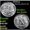 Image 1 : 1943-p Walking Liberty Half Dollar 50c Grades Unc Details