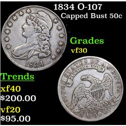 1834 O-107  Capped Bust Half Dollar 50c Grades vf++