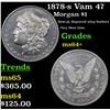 Image 1 : 1878-s Vam 47 Morgan Dollar $1 Grades Choice+ Unc