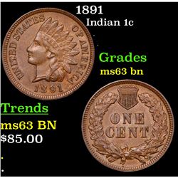 1891 Indian Cent 1c Grades Select Unc BN