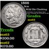 Image 1 : 1866 Three Cent Copper Nickel 3cn Grades Select Unc