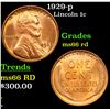 Image 1 : 1929-p Lincoln Cent 1c Grades GEM+ Unc RD