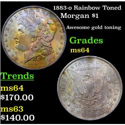 1883-o Rainbow Toned Morgan Dollar $1 Grades Choice Unc