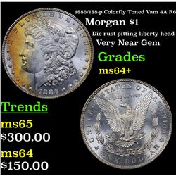 1886/188-p Colorfly Toned Vam 4A R6 Morgan Dollar $1 Grades Choice+ Unc