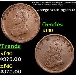 Undated (1815-1820) Washington Double-Head 1c Baker-6, W-11200 Plain Edge Grades xf