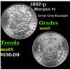 Image 1 : 1887-p Morgan Dollar $1 Grades GEM Unc