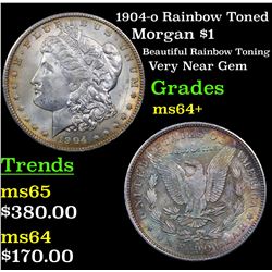 1904-o Rainbow Toned Morgan Dollar $1 Grades Choice+ Unc