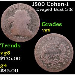 1800 Cohen-1 Draped Bust Half Cent 1/2c Grades vg, very good