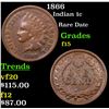 Image 1 : 1866 Indian Cent 1c Grades f+