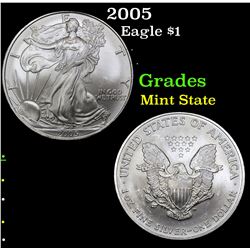 2005 Silver Eagle Dollar $1 Grades Mint State