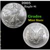 Image 1 : 2005 Silver Eagle Dollar $1 Grades Mint State