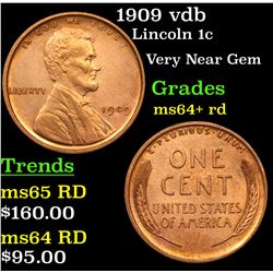 1909 vdb Lincoln Cent 1c Grades Choice+ Unc RD