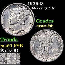 1936-d Mercury Dime 10c Grades Select Unc FSB