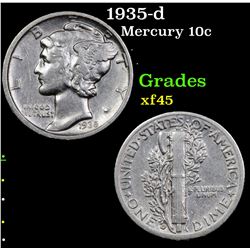 1935-d Mercury Dime 10c Grades xf+