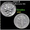 Image 1 : 1935-d Mercury Dime 10c Grades xf+