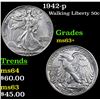 Image 1 : 1942-p Walking Liberty Half Dollar 50c Grades Select+ Unc