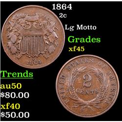 1864 Two Cent Piece 2c Grades xf+