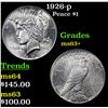 Image 1 : 1926-p Peace Dollar $1 Grades Select+ Unc