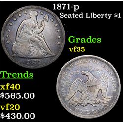 1871-p Seated Liberty Dollar $1 Grades vf++