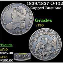 1829/1827 O-102 Capped Bust Half Dollar 50c Grades vf++