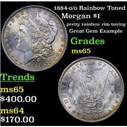 1884-o/o Rainbow Toned Morgan Dollar $1 Grades GEM Unc