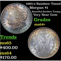 1885-o Rainbow Toned Morgan Dollar $1 Grades Choice+ Unc