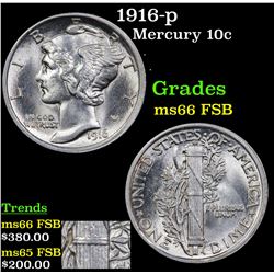 1916-p Mercury Dime 10c Grades GEM+ FSB