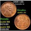 Image 1 : 1909 vdb Lincoln Cent 1c Grades Gem+ Unc RB