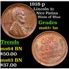 Image 1 : 1918-p Lincoln Cent 1c Grades Select+ Unc BN