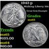 Image 1 : 1942-p Walking Liberty Half Dollar 50c Grades GEM Unc