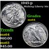 Image 1 : 1945-p Walking Liberty Half Dollar 50c Grades Choice Unc