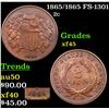 Image 1 : 1865/1865 FS-1301 Two Cent Piece 2c Grades xf+