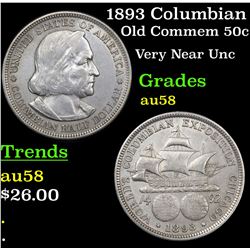1893 Columbian Old Commem Half Dollar 50c Grades Choice AU/BU Slider