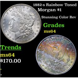 1882-s Rainbow Toned Morgan Dollar $1 Grades Choice Unc