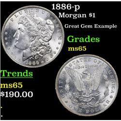 1886-p Morgan Dollar $1 Grades GEM Unc