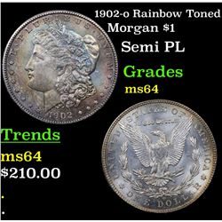 1902-o Rainbow Toned Morgan Dollar $1 Grades Choice Unc