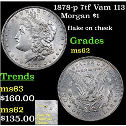 1878-p 7tf Vam 113 Morgan Dollar $1 Grades Select Unc