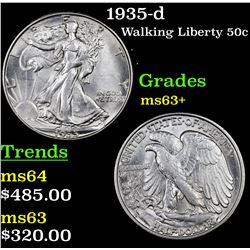 1935-d Walking Liberty Half Dollar 50c Grades Select+ Unc