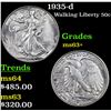 Image 1 : 1935-d Walking Liberty Half Dollar 50c Grades Select+ Unc